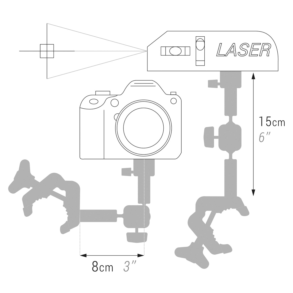 Uchwyt wielofunkcyjny (laser,kamera itp) (ramię 12 cm)