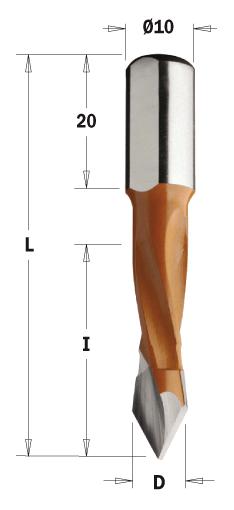 Wiertło przelotowe S=10x20mm,  S=10x30mm 375