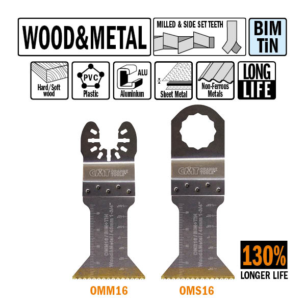 Brzeszczot 45mm z podwyższoną żywotnością do cięcia wgłębnego w drewnie i metalu OMM16